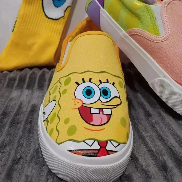 NWOB SpongeBob Squarepants & Patrick Slip On Canvas Sneaker Mens Shoe Sz 8.5 - Picture 3 of 12